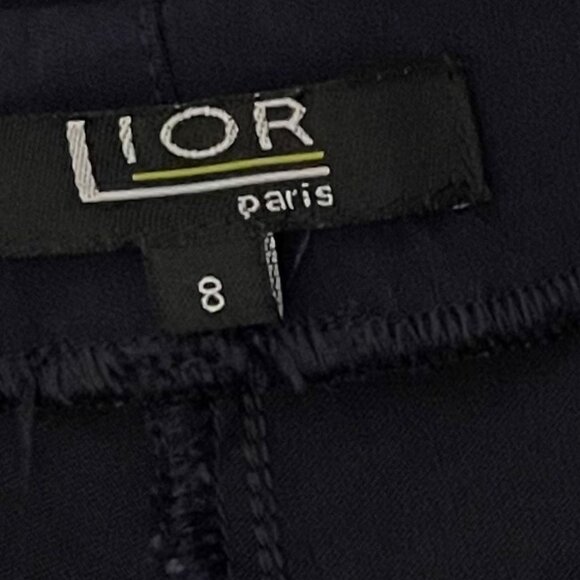 Lior Size 8 Navy Cropped Leg Slit Pull On Pants - Picture 4 of 8